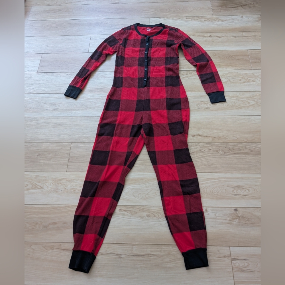 Plaid Red and Black Women's Sleepwear Onesie